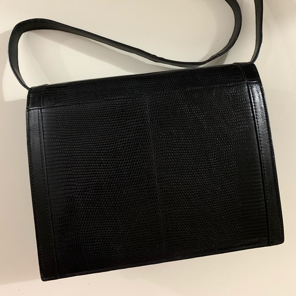 Authentic Yves Saint Laurent vintage lizard embossed leather shoulder bag - Picture 8 of 17